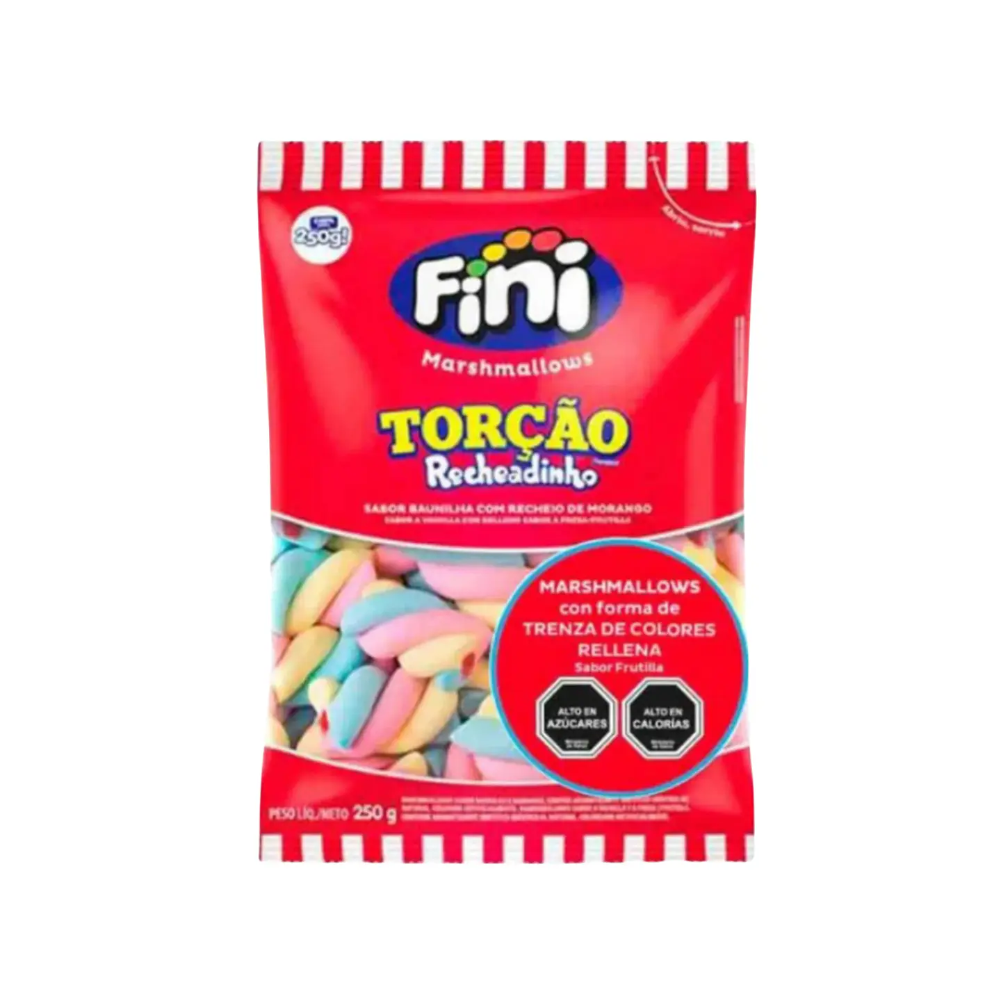 MARSHMALLOWS TRENZA DE COLORES RELLENA FINI 250 G 1