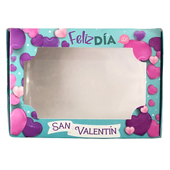 CAJA 6 ALFAJORES FELIZ DIA DE SAN VALENTIN CELESTE