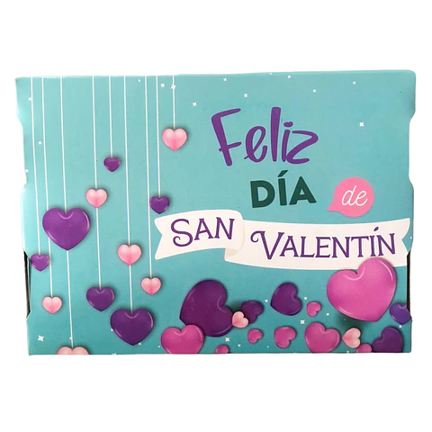 CAJA 6 ALFAJORES FELIZ DIA DE SAN VALENTIN CELESTE