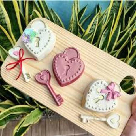 CORAZÓN CANDADO CON LLAVE - FORMA 3 PARTES