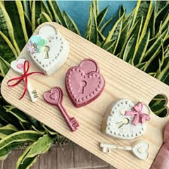 CORAZÓN CANDADO CON LLAVE - FORMA 3 PARTES