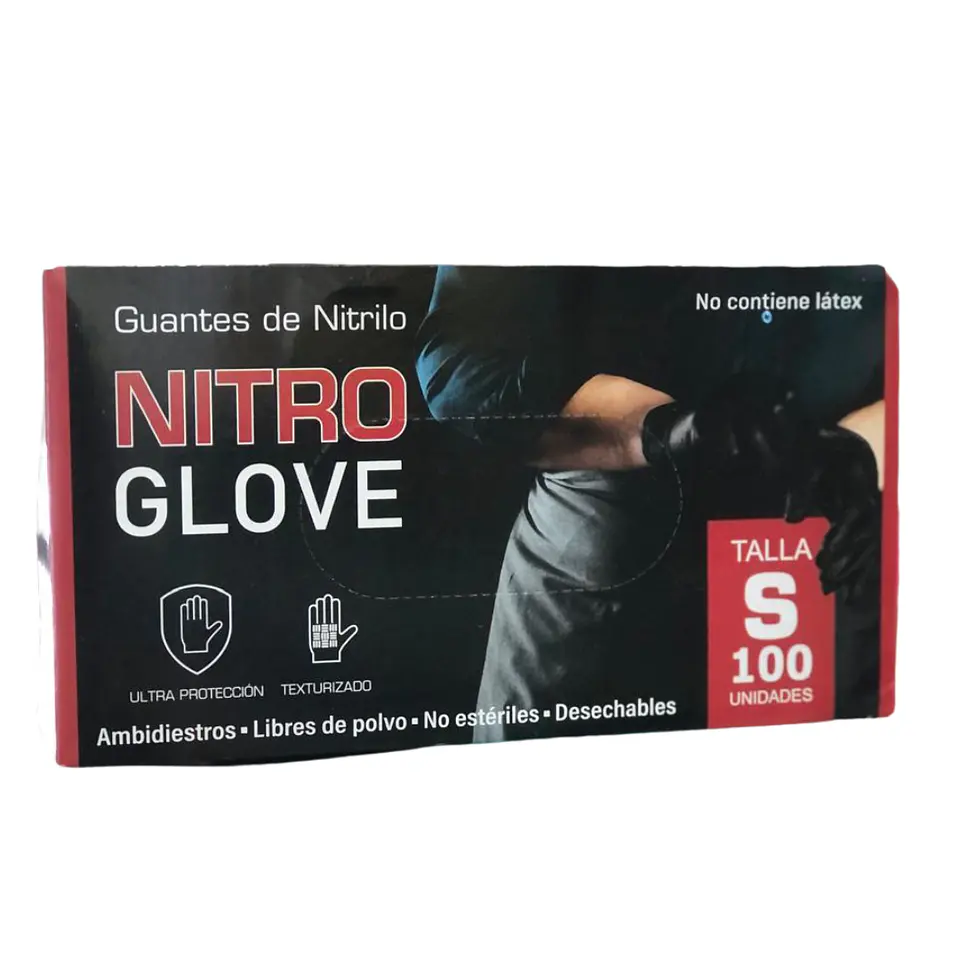 GUANTE DE NITRILO DESECHABLE 100UN TALLA S 1
