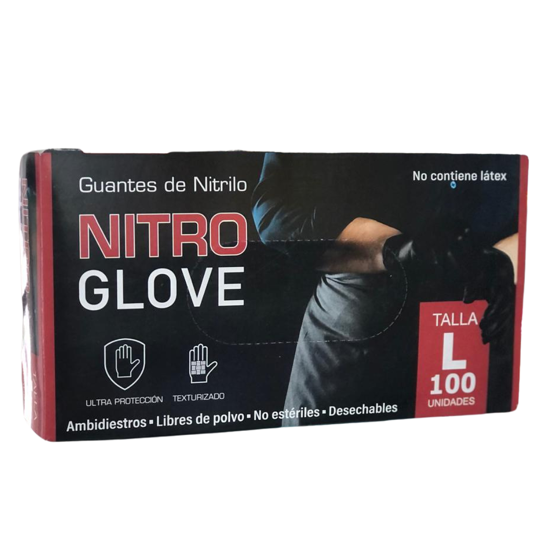 GUANTES DE NITRILO DESECHABLE 100UN TALLA L  1