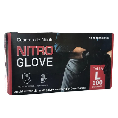 GUANTES DE NITRILO DESECHABLE 100UN TALLA L