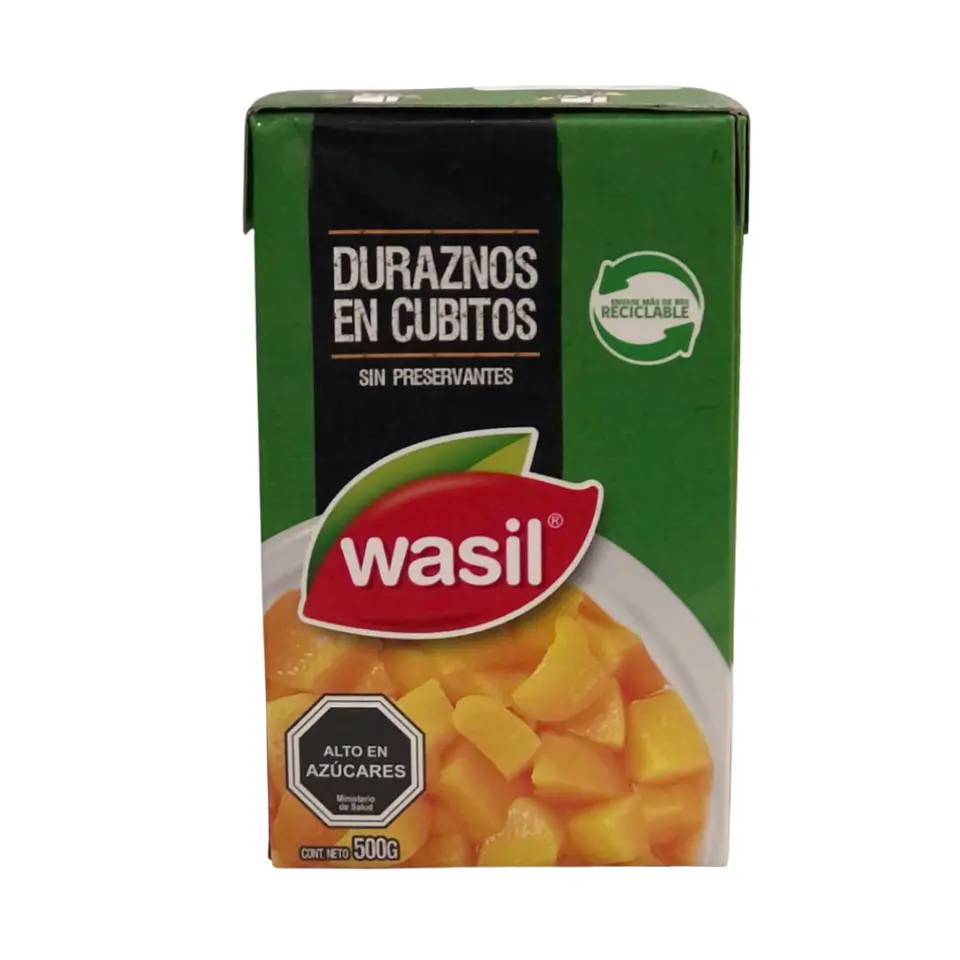 DURAZNO EN CUBITOS 500 G. WASIL 1