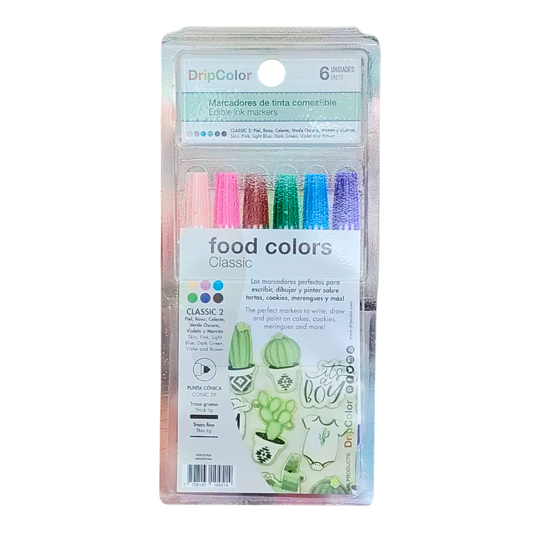 MARCADORES DE TINTA COMESTIBLE 6UN CLASIC 2 DRIPCOLOR