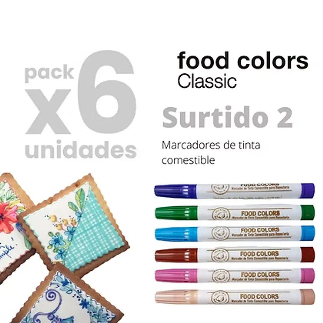 MARCADORES DE TINTA COMESTIBLE 6UN CLASIC 2 DRIPCOLOR 2