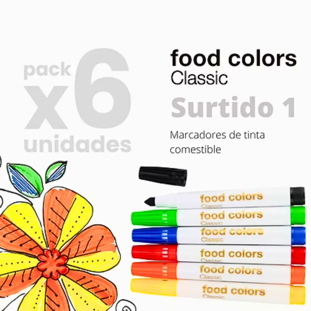 MARCADORES DE TINTA COMESTIBLE 6UN CLASIC 1 DRIPCOLOR 2
