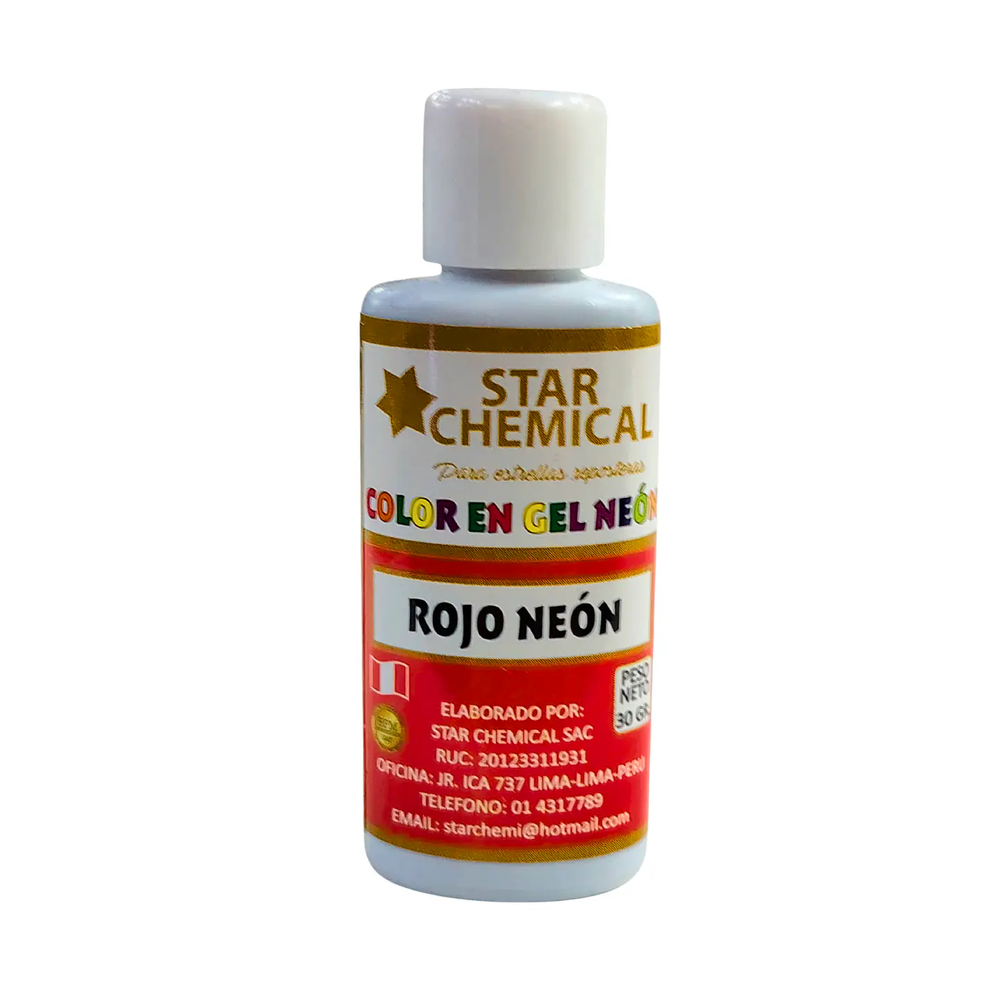COLORANTE EN GEL ROJO NEON STAR CHEMICAL 30G 1