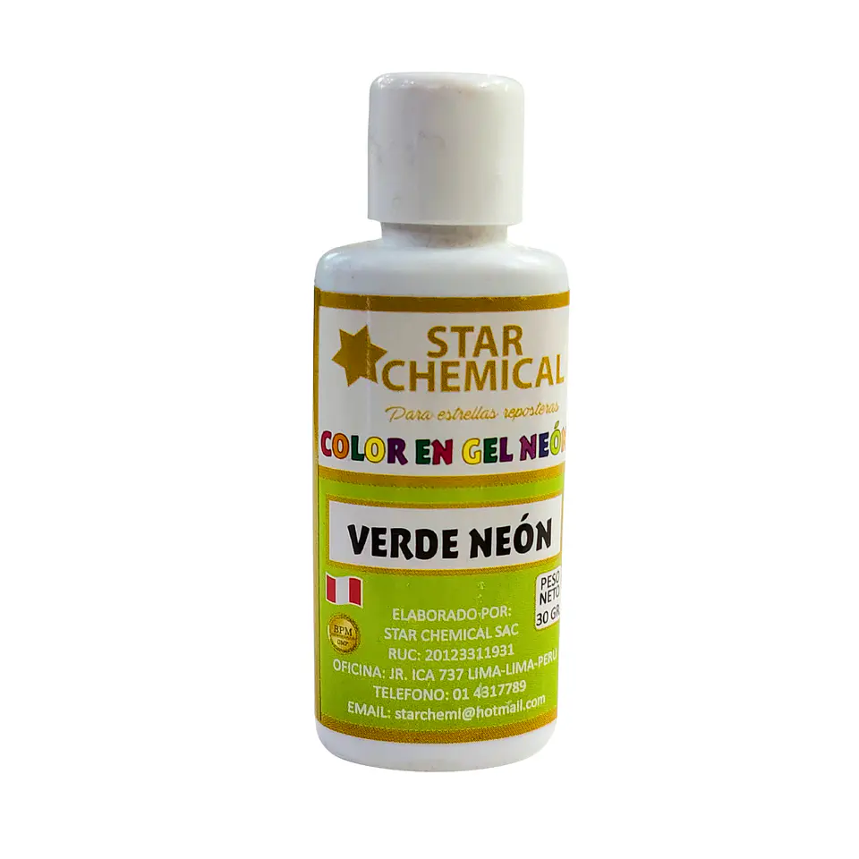 COLORANTE EN GEL VERDE NEON STAR CHEMICAL 30G 1