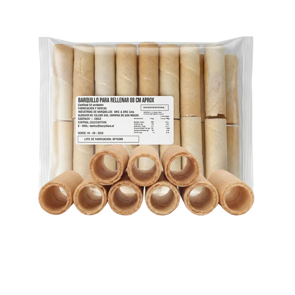 BARQUILLO PARA RELLENAR 8 CM 50 UNIDADES CONEBRIC 1