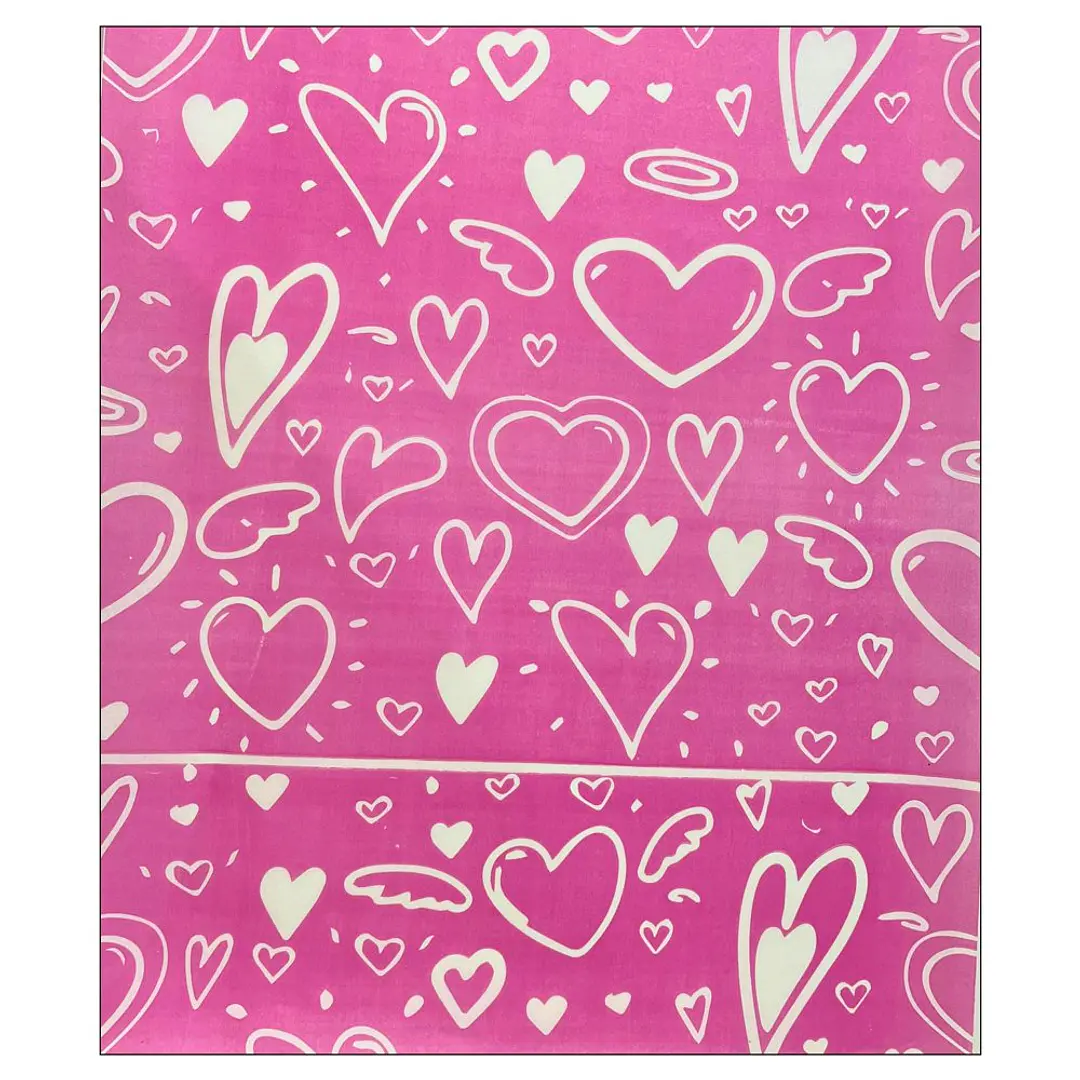 PAPEL ANTIGRASA 100 UN DISEÑO FUCSIA CORAZONES BLANCO