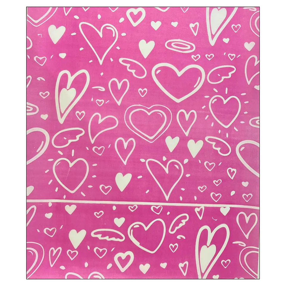 PAPEL ANTIGRASA 100 UN DISEÑO FUCSIA CORAZONES BLANCO 1