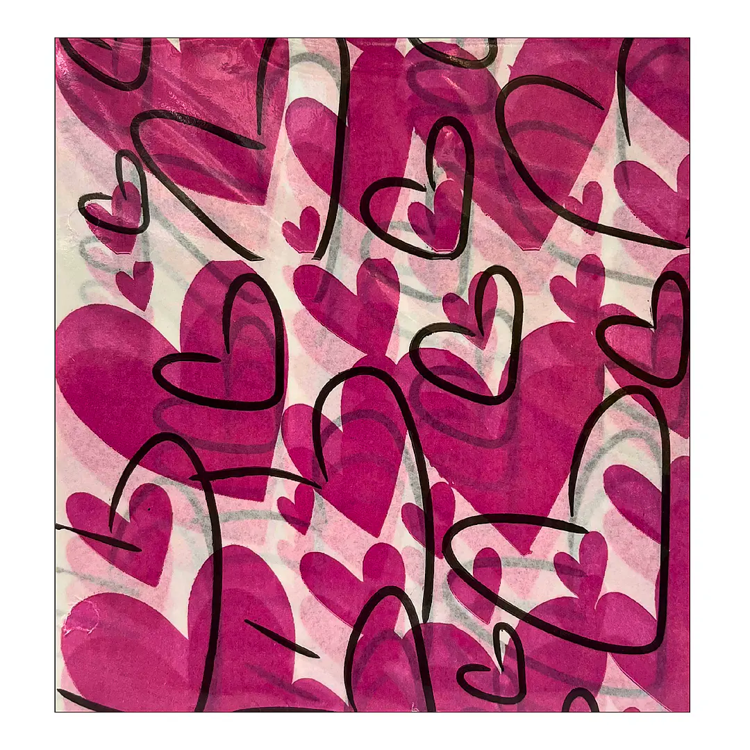 PAPEL DE ALFAJOR CORAZON NEGRO Y FUCSIA