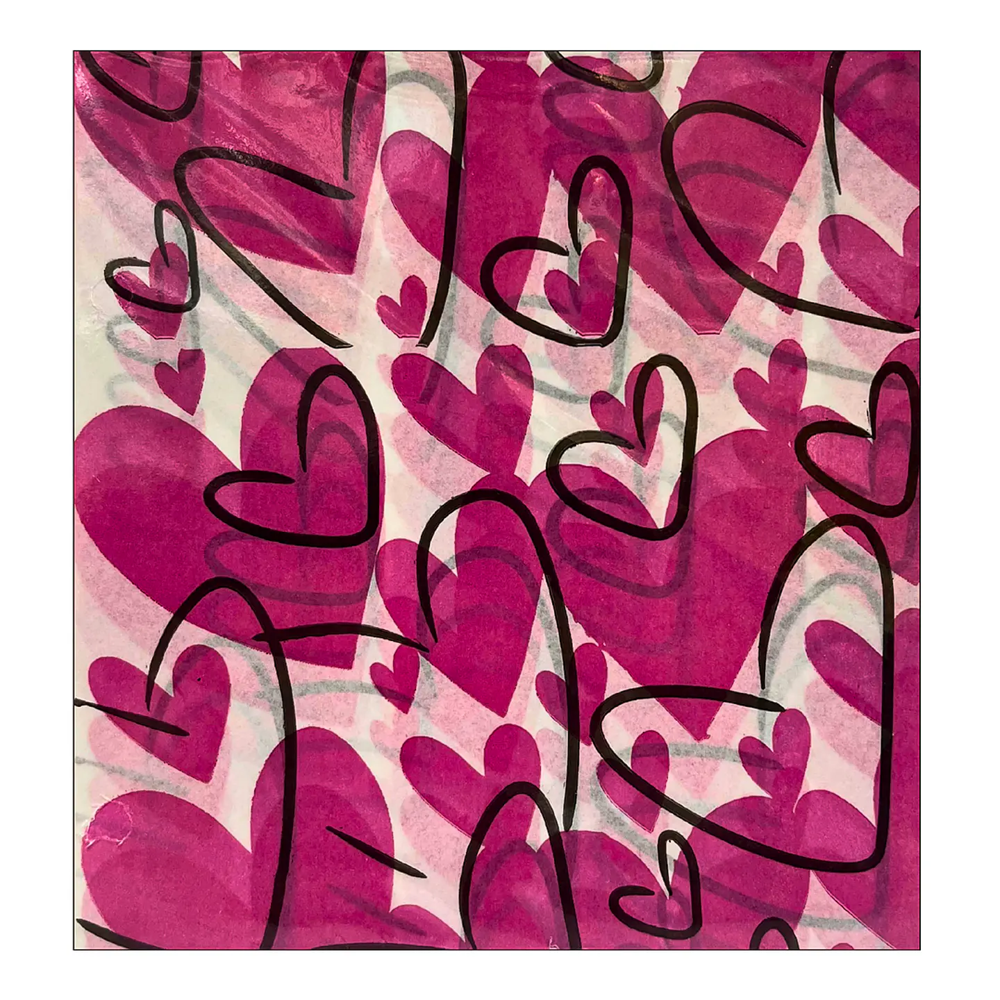 PAPEL DE ALFAJOR CORAZON NEGRO Y FUCSIA 1