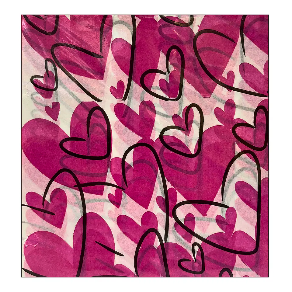 PAPEL DE ALFAJOR CORAZON NEGRO Y FUCSIA 1