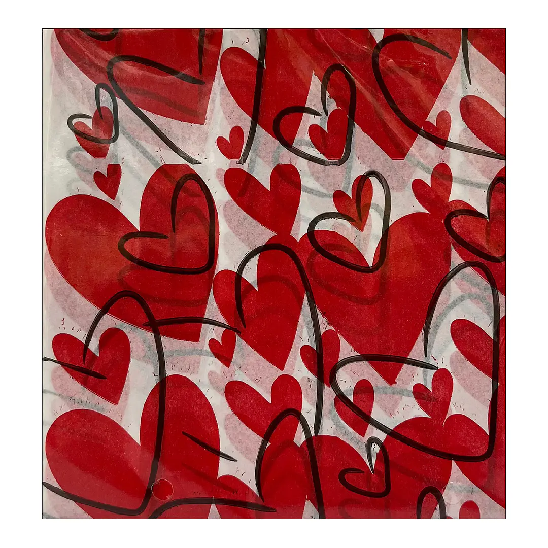 PAPEL DE ALFAJOR CORAZON NEGRO Y ROJO