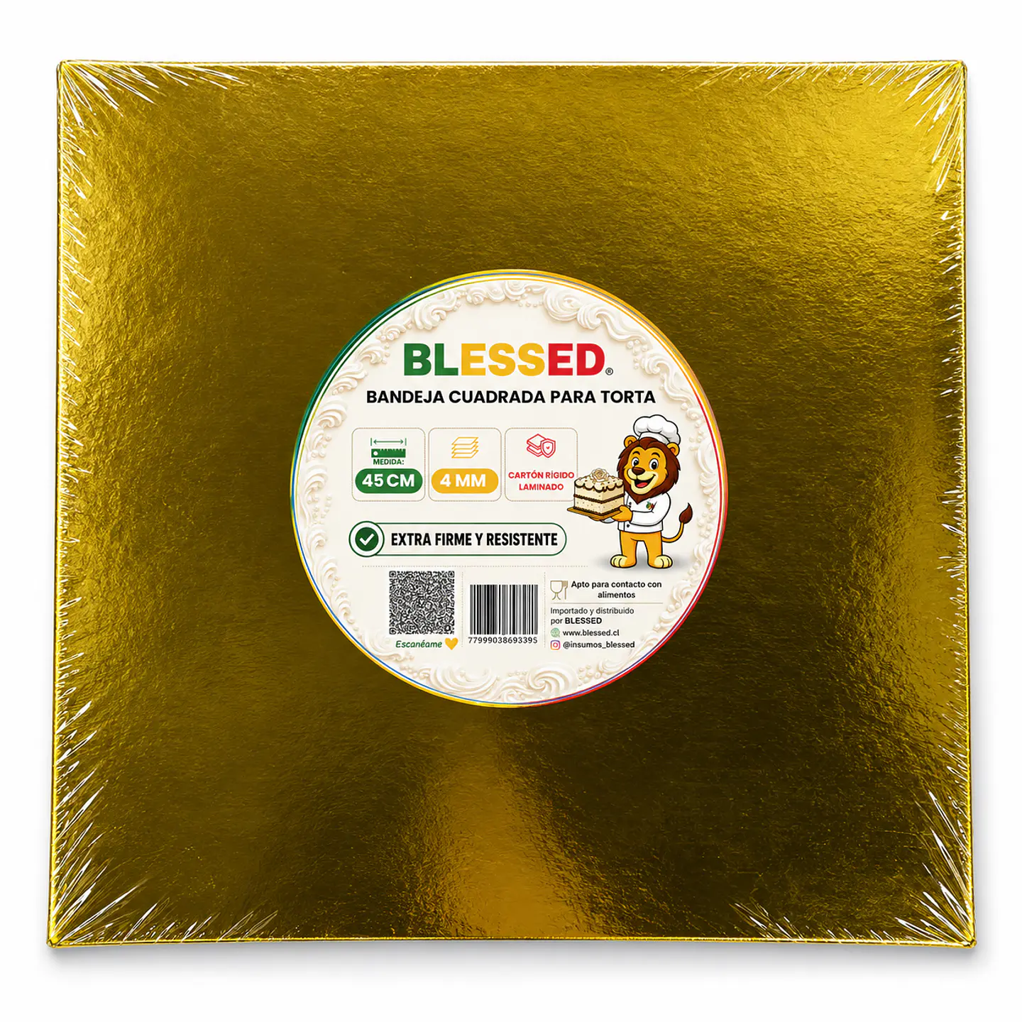 BANDEJA BLESSED 4MM CUADRADA DORADA 45CM 1