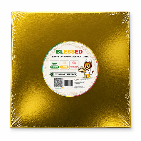BANDEJA BLESSED 4MM CUADRADA DORADA 40CM