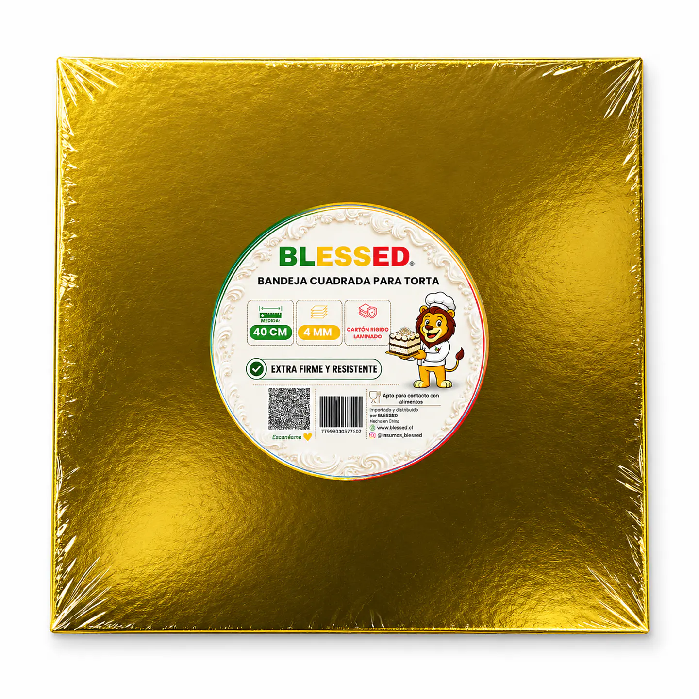 BANDEJA BLESSED 4MM CUADRADA DORADA 40CM 1