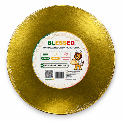 BANDEJA BLESSED 4MM REDONDA DORADA 45CM