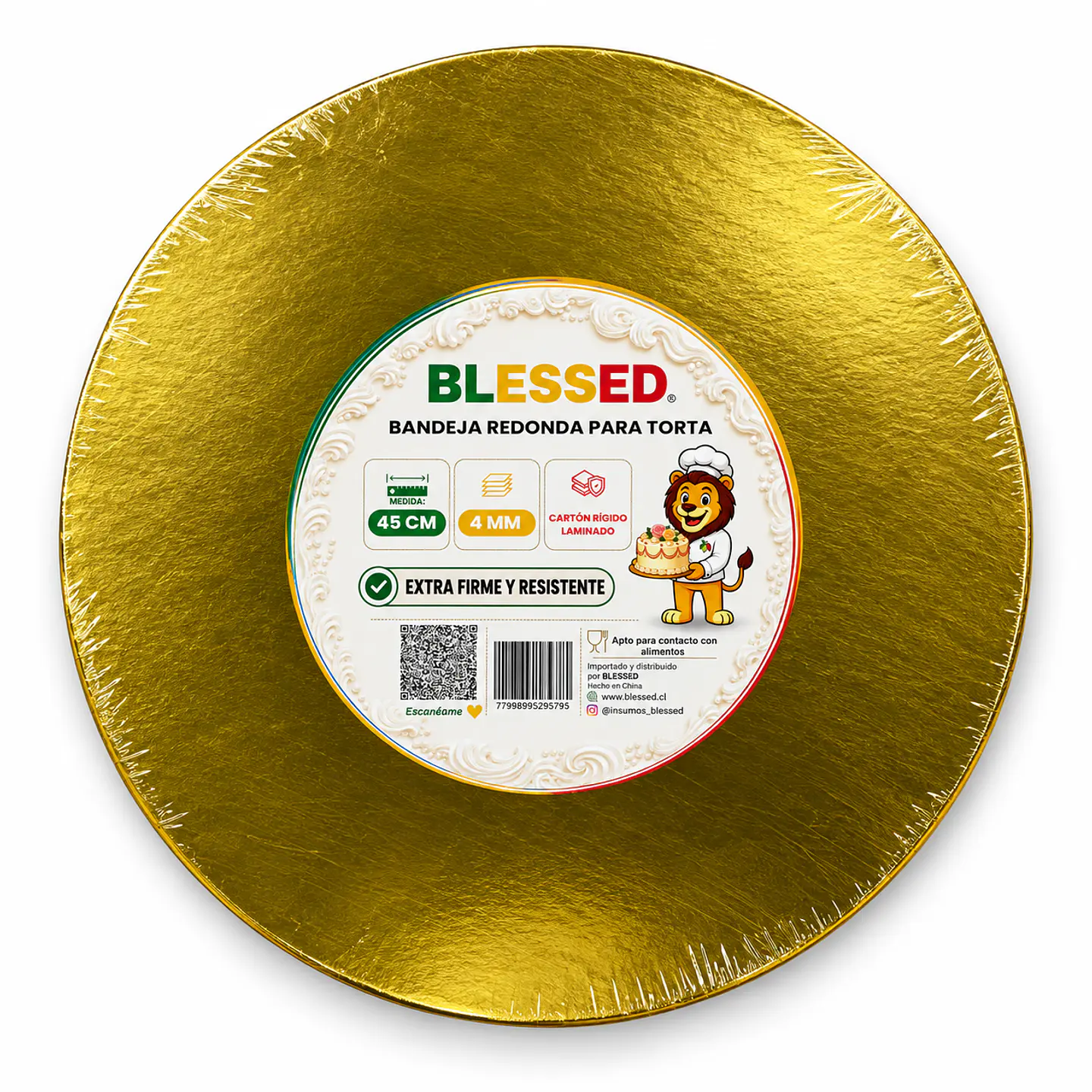 BANDEJA BLESSED 4MM REDONDA DORADA 45CM 1