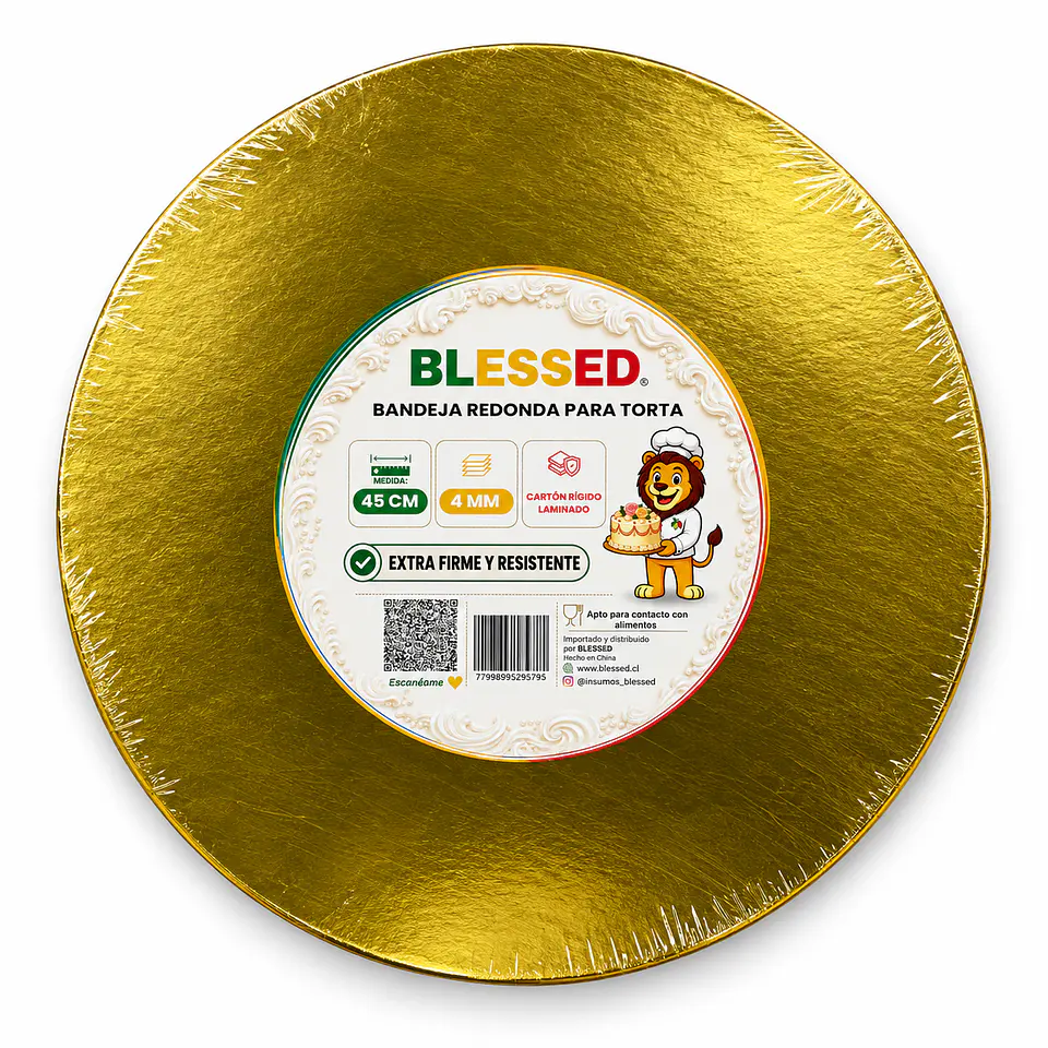 BANDEJA BLESSED 4MM REDONDA DORADA 45CM 1