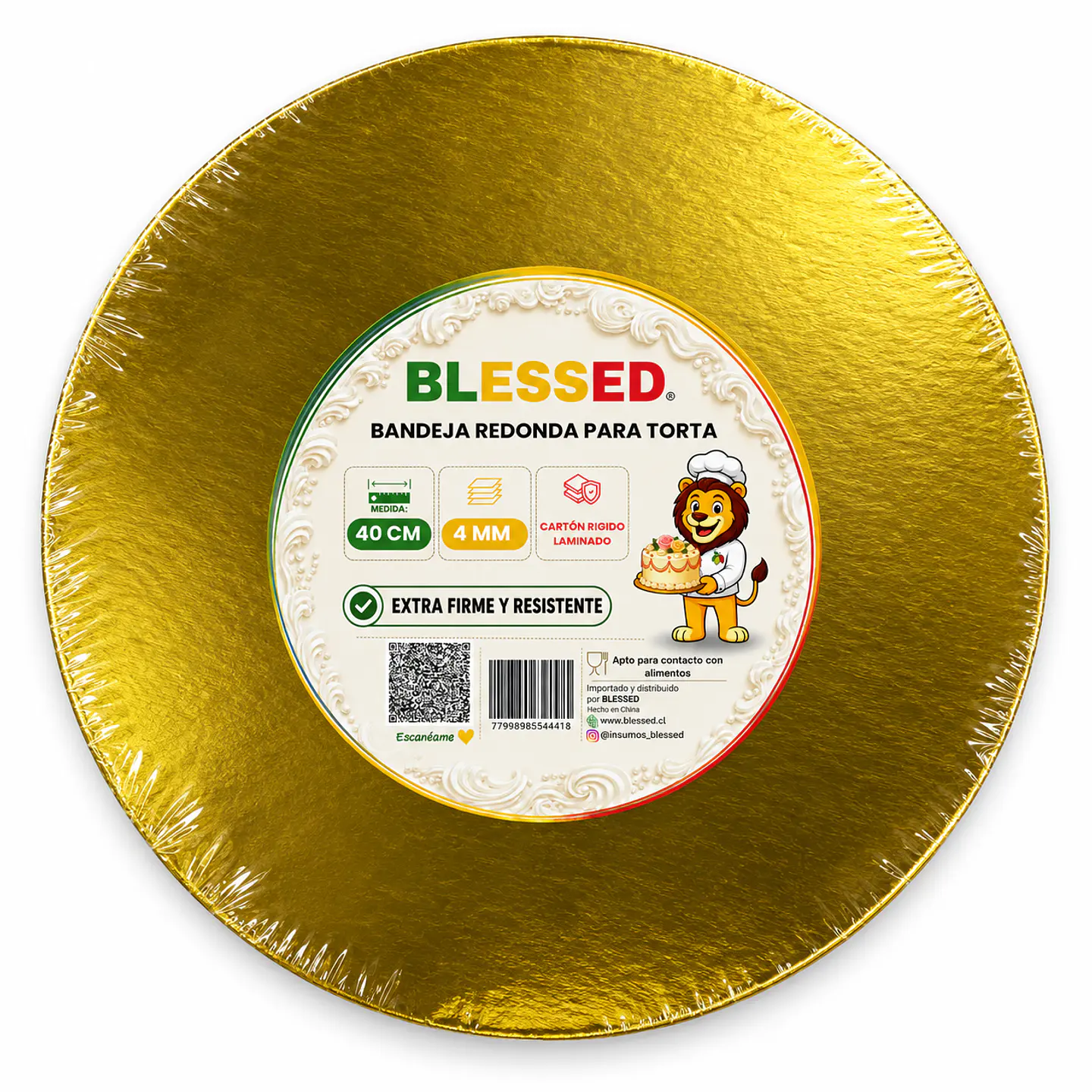 BANDEJA BLESSED 4MM REDONDA DORADA 40CM 1