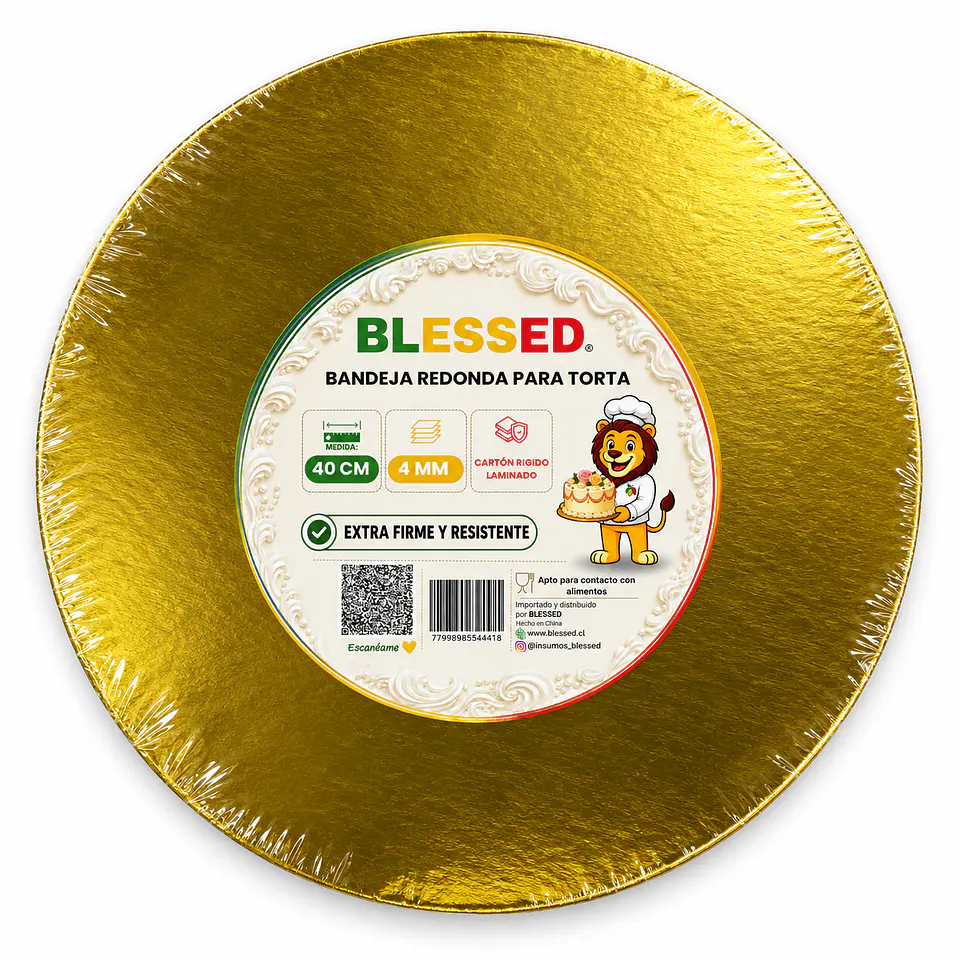 BANDEJA BLESSED 4MM REDONDA DORADA 40CM 1
