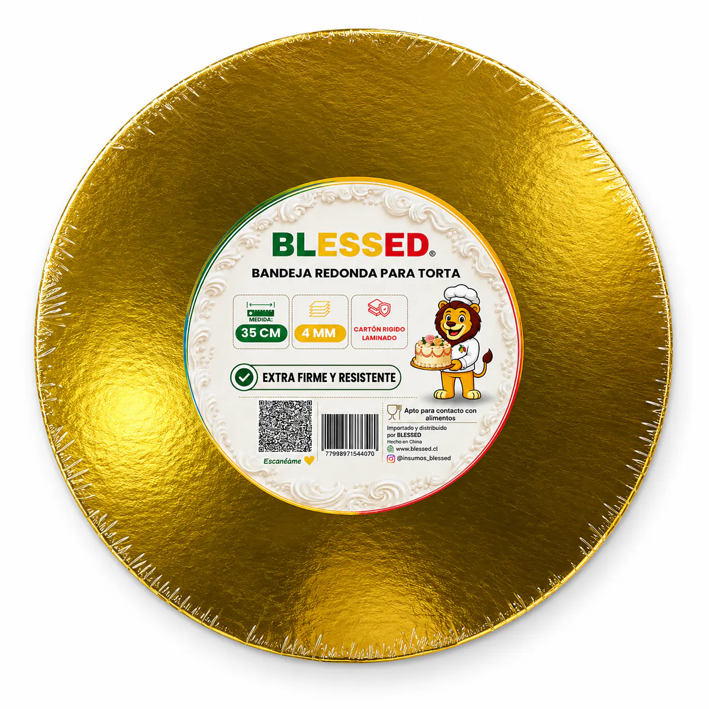BANDEJA BLESSED 4MM REDONDA DORADA 35CM 1