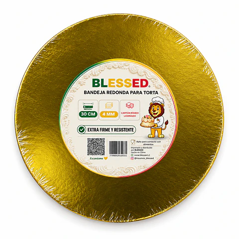 BANDEJA BLESSED 4MM REDONDA DORADA 30CM