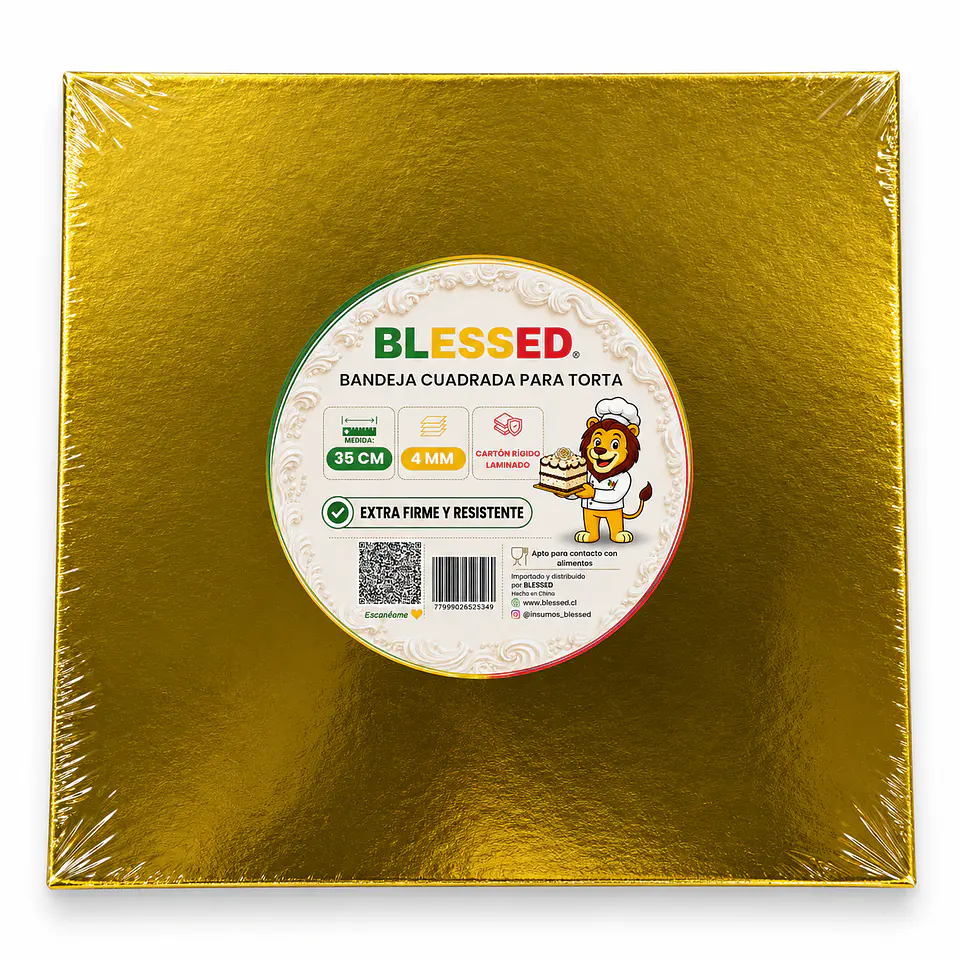 BANDEJA BLESSED 4MM CUADRADA DORADA 35CM 1