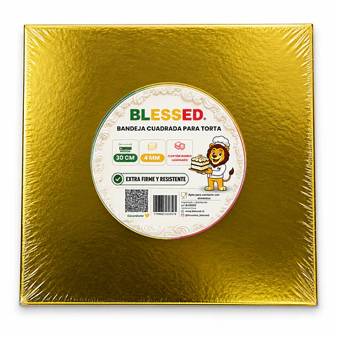 BANDEJA BLESSED 4MM CUADRADA DORADA 30CM