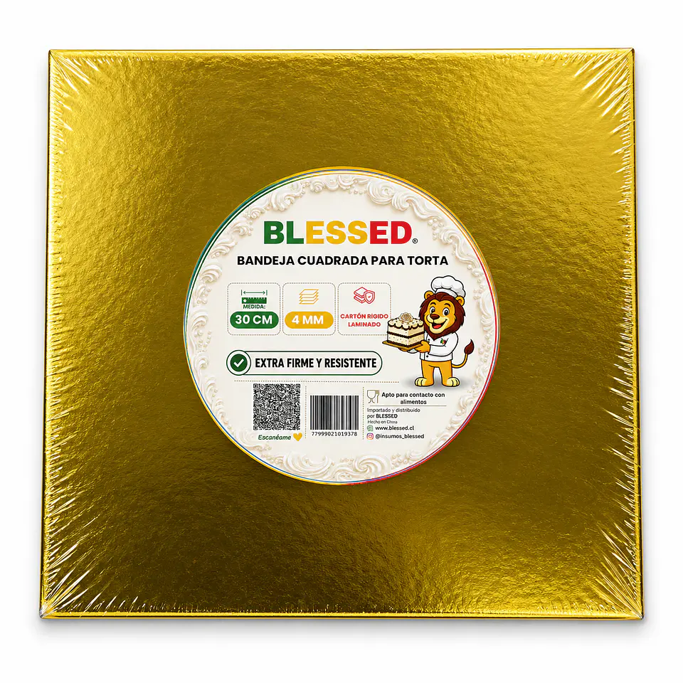 BANDEJA BLESSED 4MM CUADRADA DORADA 30CM 1