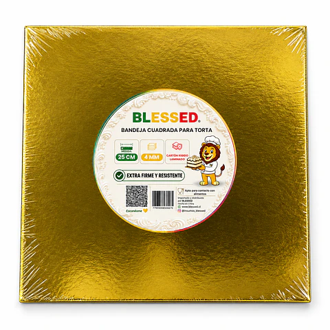 BANDEJA BLESSED 4MM CUADRADA DORADA 25CM