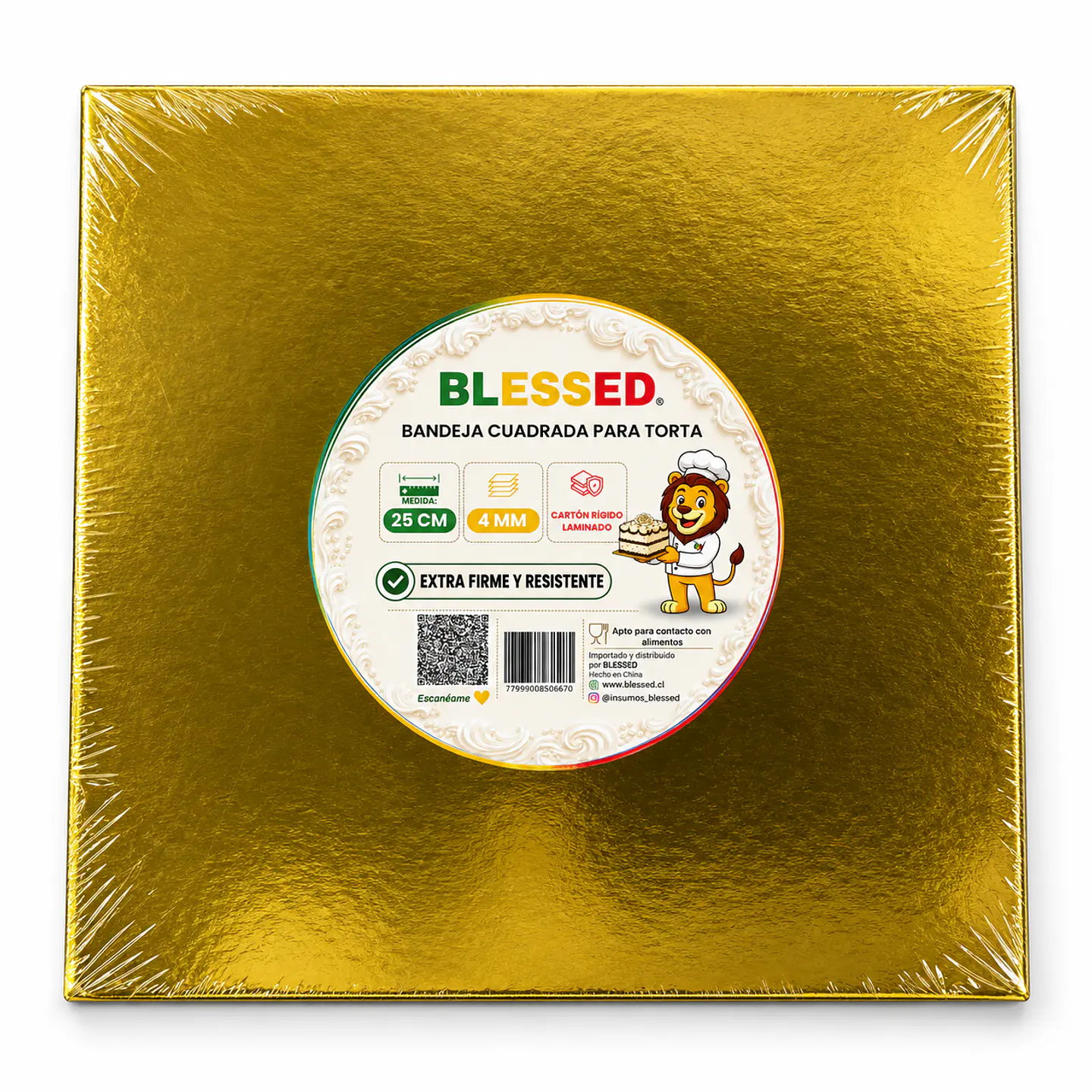 BANDEJA BLESSED 4MM CUADRADA DORADA 25CM 1