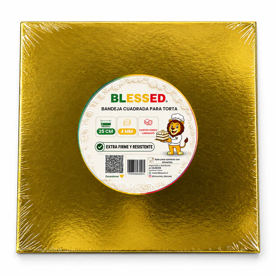 BANDEJA BLESSED 4MM CUADRADA DORADA 25CM 1