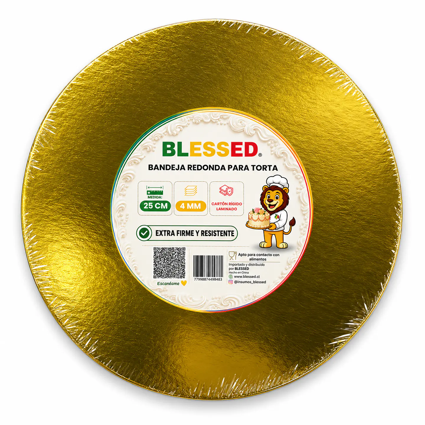 BANDEJA BLESSED 4MM REDONDA DORADA 25CM 1