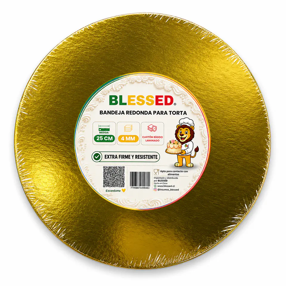 BANDEJA BLESSED 4MM REDONDA DORADA 25CM 1