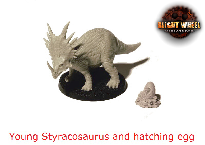 Young Styracosaurus and hatching egg