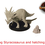 Young Styracosaurus and hatching egg
