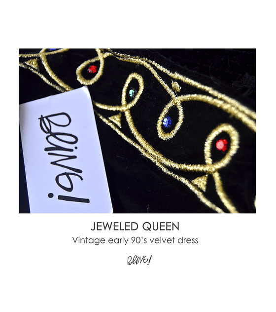 Jeweled Queen 90s velvet dress