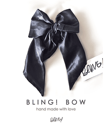 Bling black satin bow