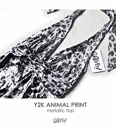 Y2k silver animal print top