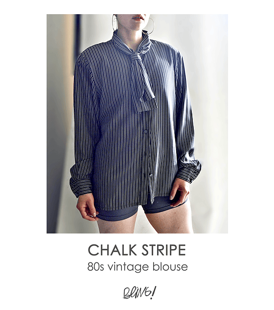 Chalk stripe 80s blouse