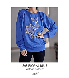 80s floral blue pullover