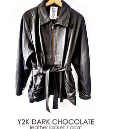 Dark chocolate leather jacket/ coat