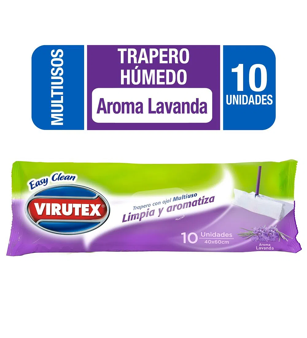 Trapero multiuso con ojal Virutex limpia y aromatiza Lavanda 10 unidades