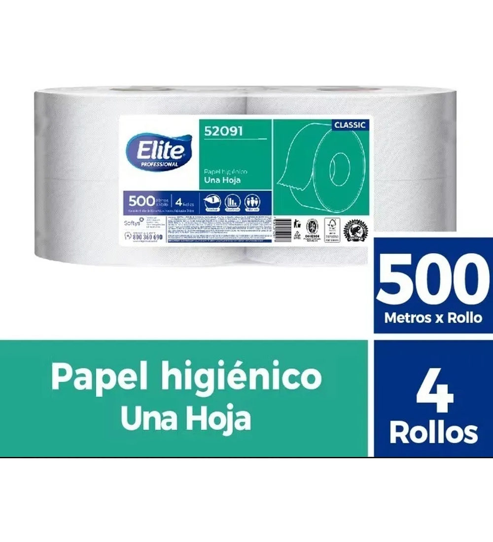 Papel Higiénico Industrial Elite 4 x 500 mts.