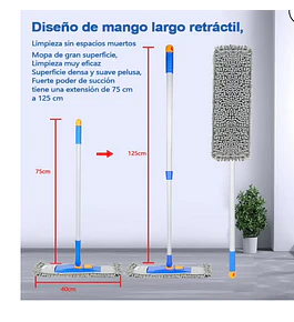 Mopa azul 40 cm Mopa Completa microfibra+repuesto de regalo